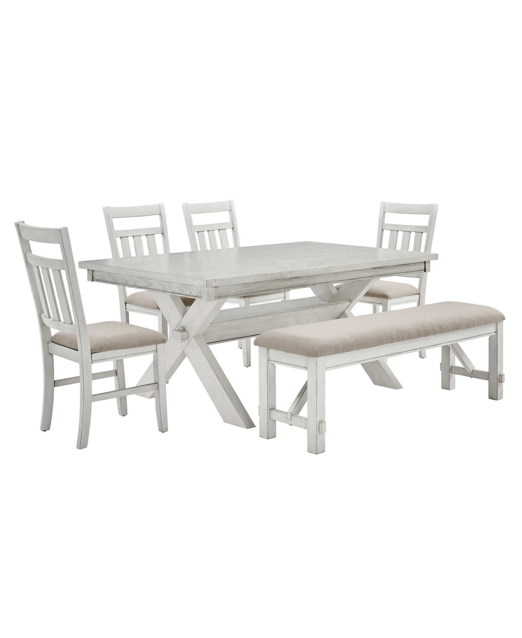 Smokey White and Tan 6-Piece Farmhouse Dining Set