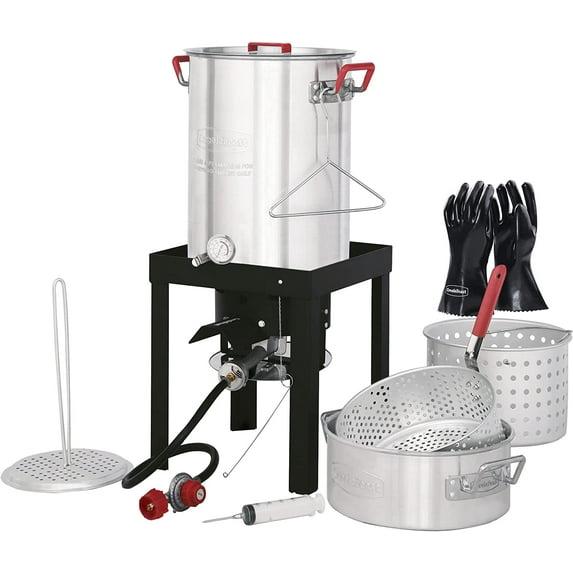 Creole Feast Creole Feast Premium Aluminum 30 Qt. Turkey Fryer And 10 Qt. Fish Fryer Boiler Steamer Set
