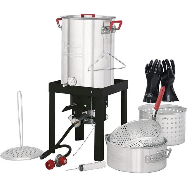 Creole Feast Creole Feast Premium Aluminum 30 Qt. Turkey Fryer And 10 Qt. Fish Fryer Boiler Steamer Set