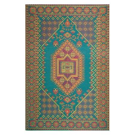 Mad Mats Oriental Turkish Aqua Indoor/Outdoor Area Rug - Reversible, UV Resistant