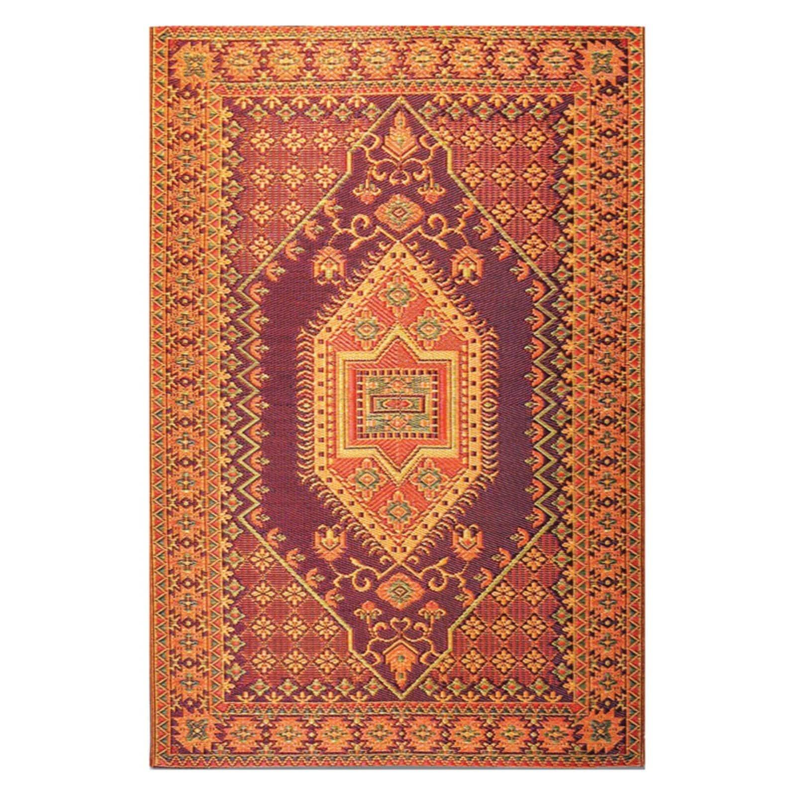 Mad Mats Oriental Turkish Polypropylene Rug Reversible Rust Outdoor, UV Resistant, 100% Recycled Material
