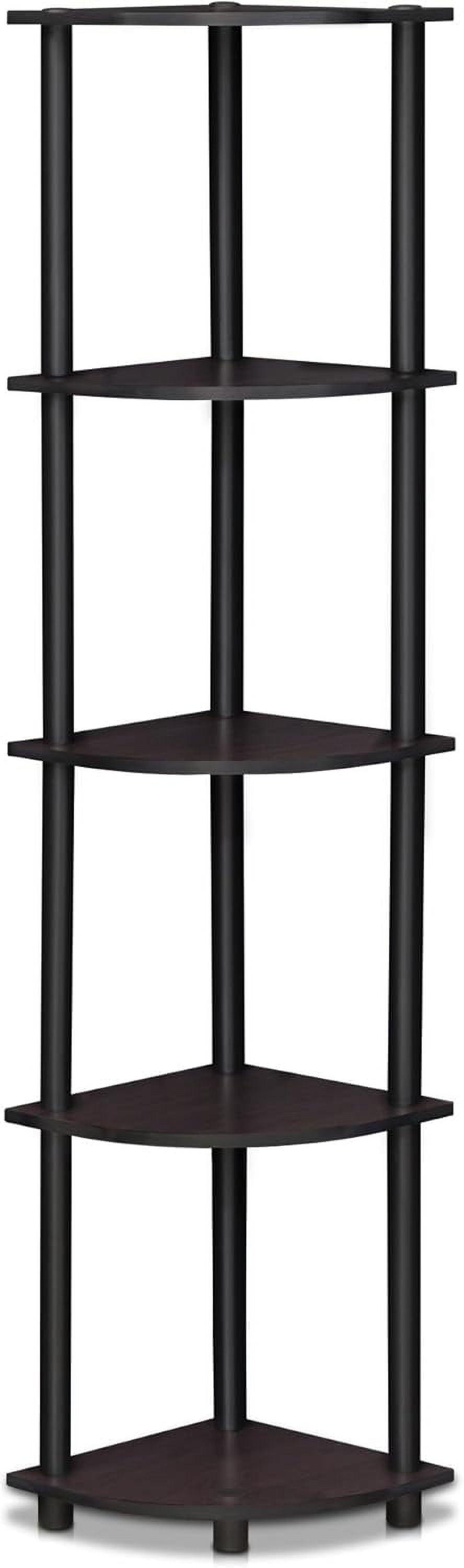 Black 5-Tier Corner Display Rack with Engineered Wood Shelves