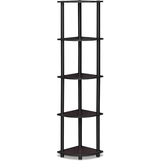 Black 5-Tier Corner Display Rack with Engineered Wood Shelves