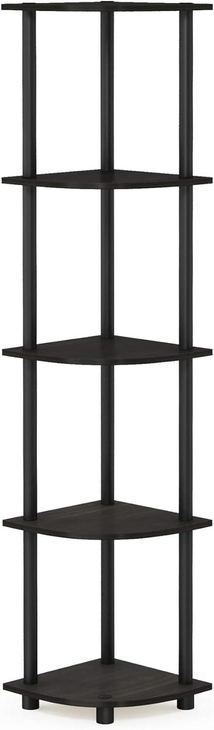 Black 5-Tier Corner Display Rack with Engineered Wood Shelves