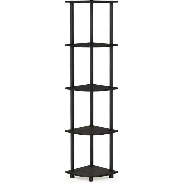 Black 5-Tier Corner Display Rack with Engineered Wood Shelves