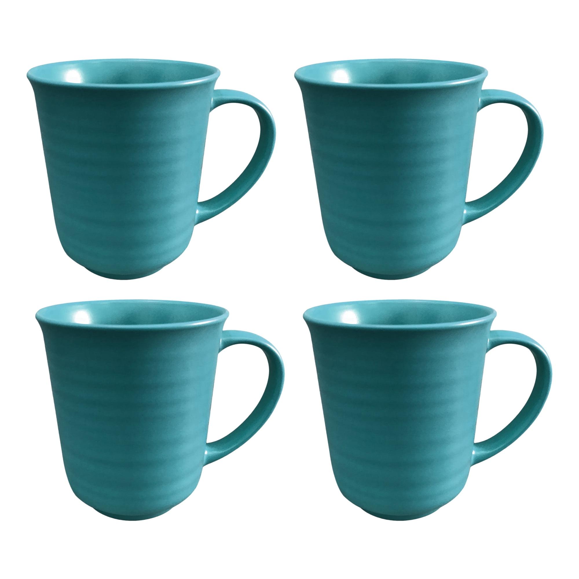 Turquoise Matte Ceramic Microwave Safe Coffee Mug Set of 4