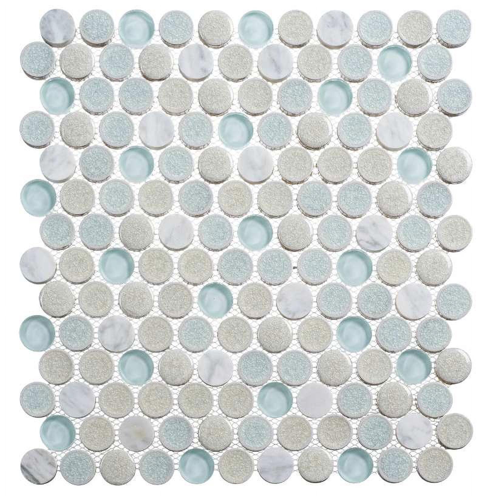 Polka Blue Penny Round Mosaic Ceramic Tile