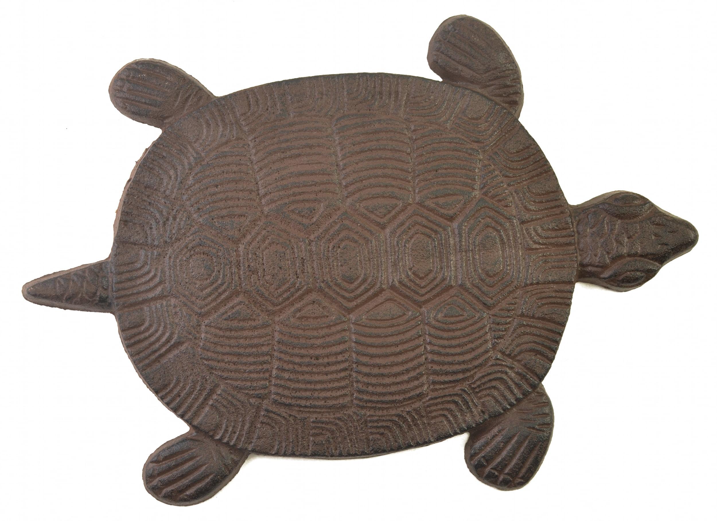 Distressed Brown Cast Iron Turtle Garden Stepping Stone