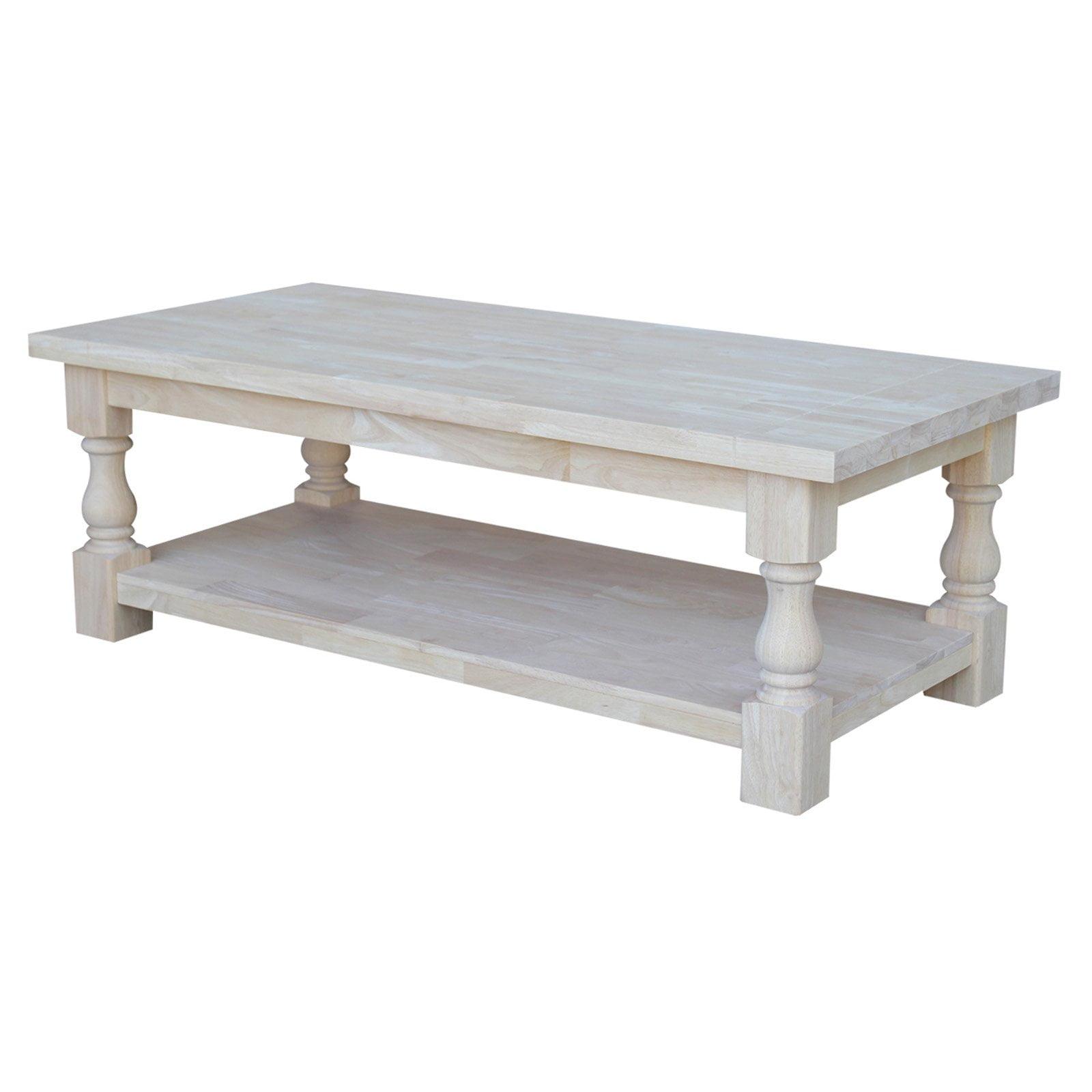 Tuscan Unfinished Solid Parawood Rectangular Coffee Table