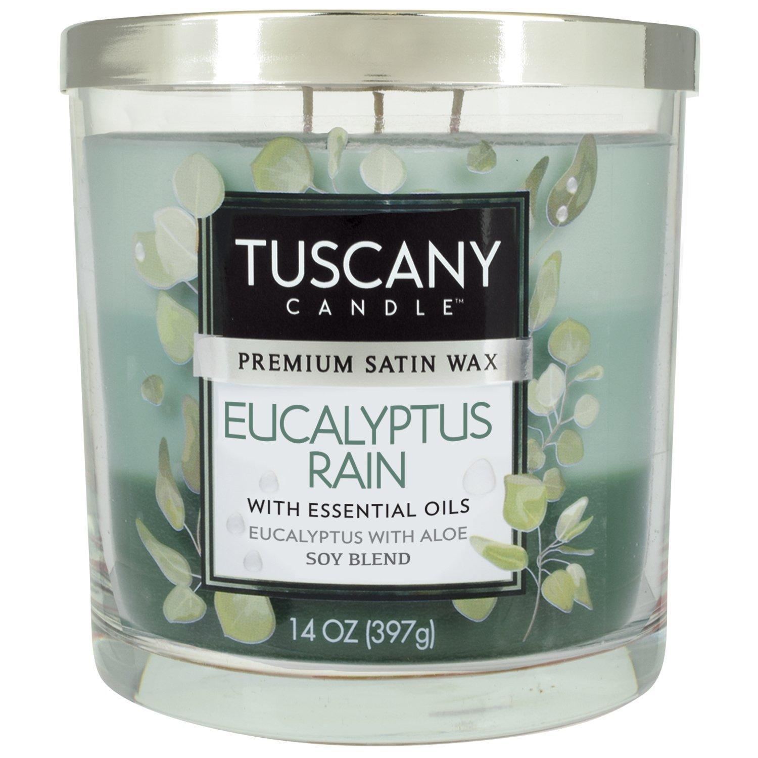 Tuscany Eucalyptus Rain 3-Wick Glass Jar Candle, 14 Ounce