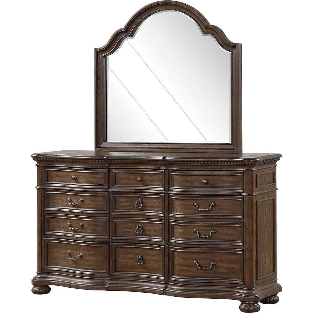 Bernards Tuscany 12-Drawer Brown Mahogany Dresser with Ball Bearing Guides