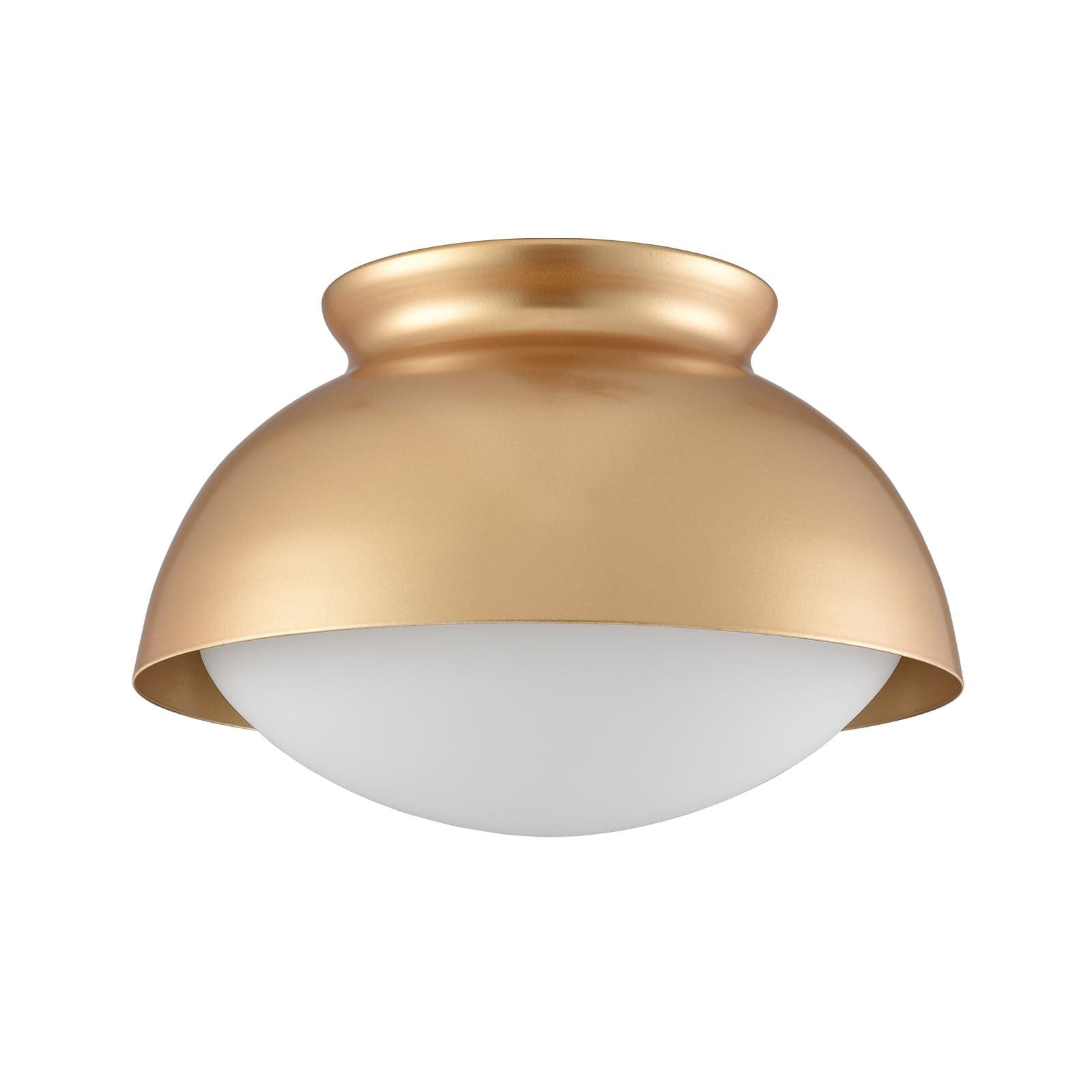 Tuscany Gold Semi Flush Mount Ceiling Light Vintage Close to Ceiling Light Fixture with Frosted Glass