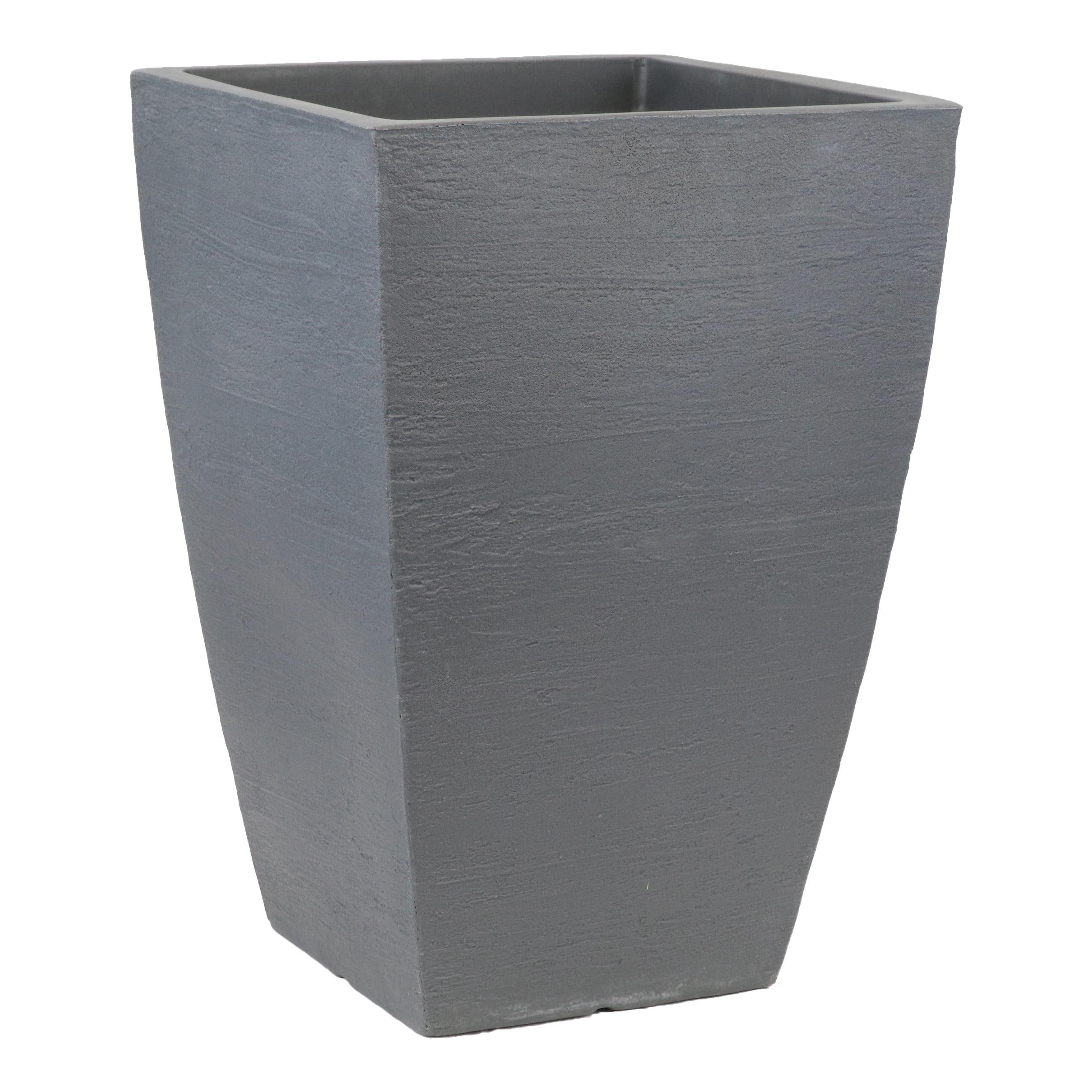 Tusco Modern Tall Square Slate Planter, Weather-Resistant 23"H