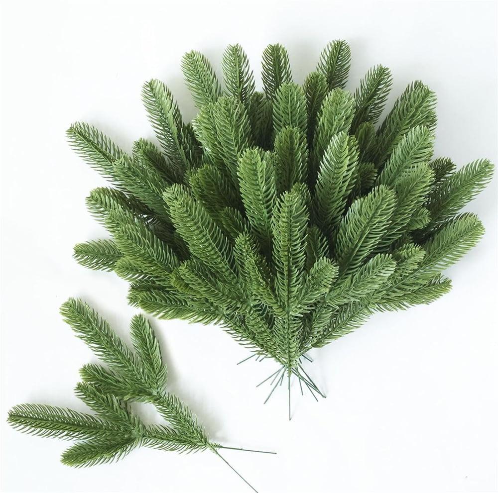 50 Pcs Artificial Pine Branches Christmas Pine Needles Green Plants Fake Greenery Pine Picks Christmas Decorations for DIY Garland Wreath Xmas Embellishing and Home Garden Decoration