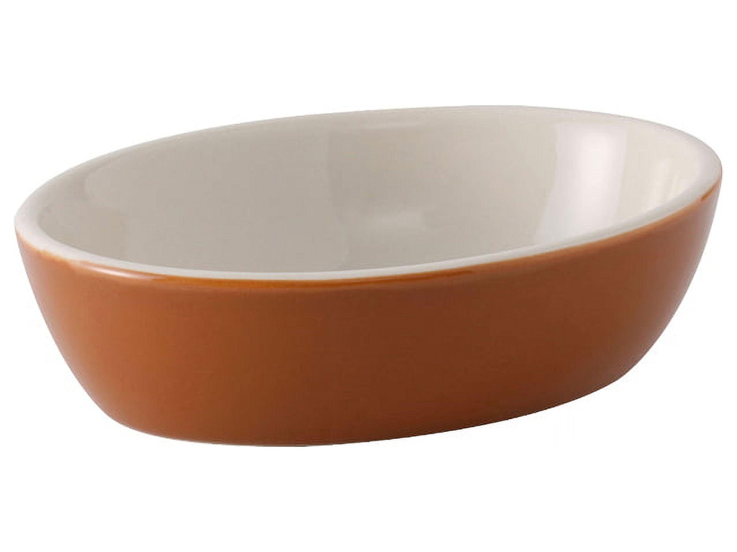 Autumn and Eggshell White Ceramic Oval Baker, 16-Ounce