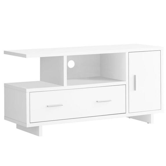 Monarch Specialties Tv Stand 48 Inch Console Media Entertainment Center Storage Cabinet Drawers Laminate White Contemporary Modern