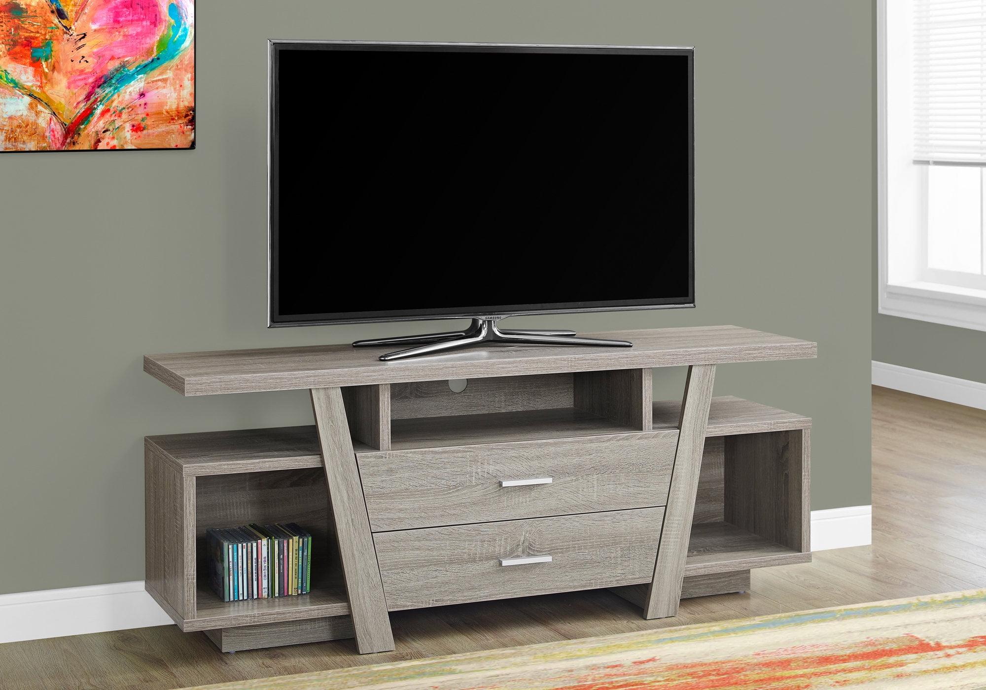 Transitional 60'' Dark Taupe TV Stand with Cabinet and Drawers