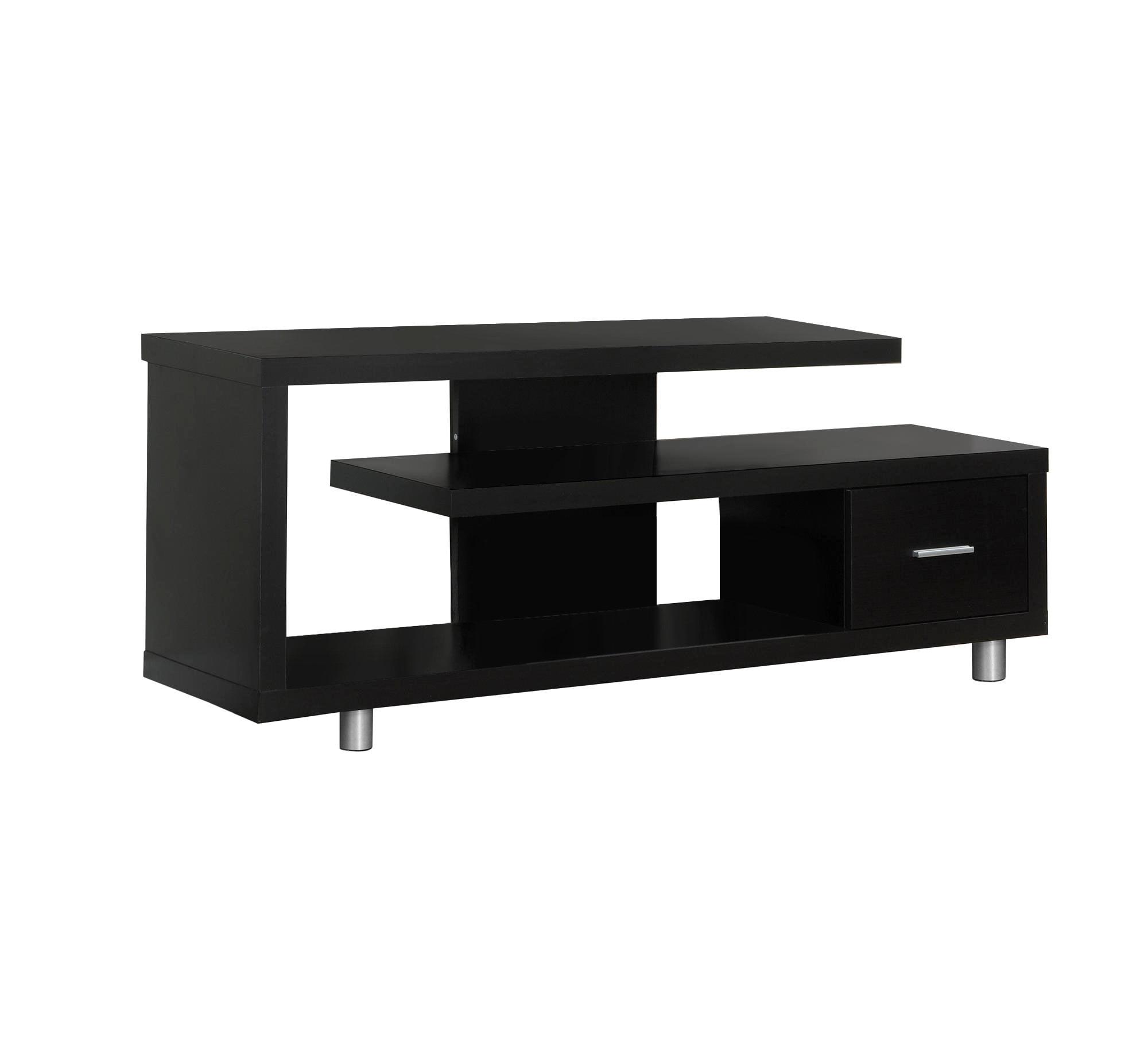 Cappuccino Modern TV Stand with Drawer and Shelves