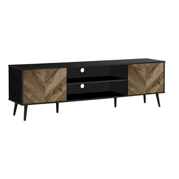 George Oliver Tv Stand, 72 Inch, Console, Media Entertainment Center, Storage Cabinet, Living Room, Bedroom And Black Laminate Metal, Contemporary, Modern