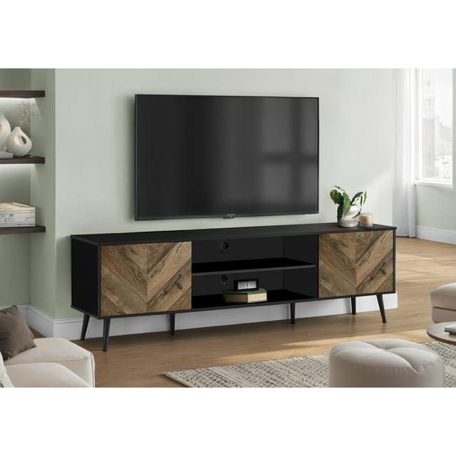 George Oliver Tv Stand, 72 Inch, Console, Media Entertainment Center, Storage Cabinet, Living Room, Bedroom And Black Laminate Metal, Contemporary, Modern