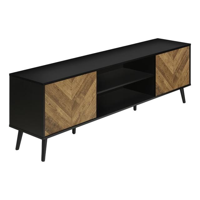 George Oliver Tv Stand, 72 Inch, Console, Media Entertainment Center, Storage Cabinet, Living Room, Bedroom And Black Laminate Metal, Contemporary, Modern