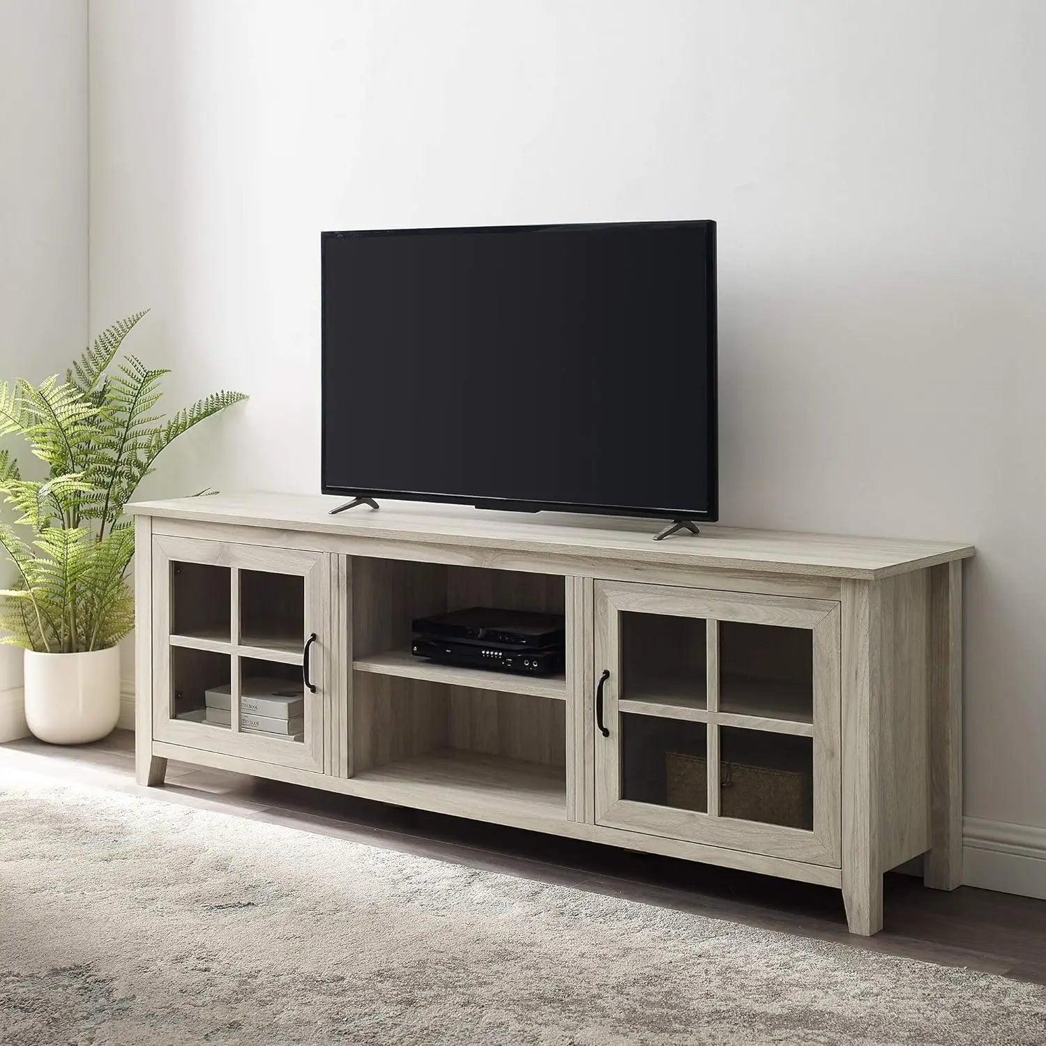 Walker Edison Modern Farmhouse TV Stand for TVs up to 80", Birch