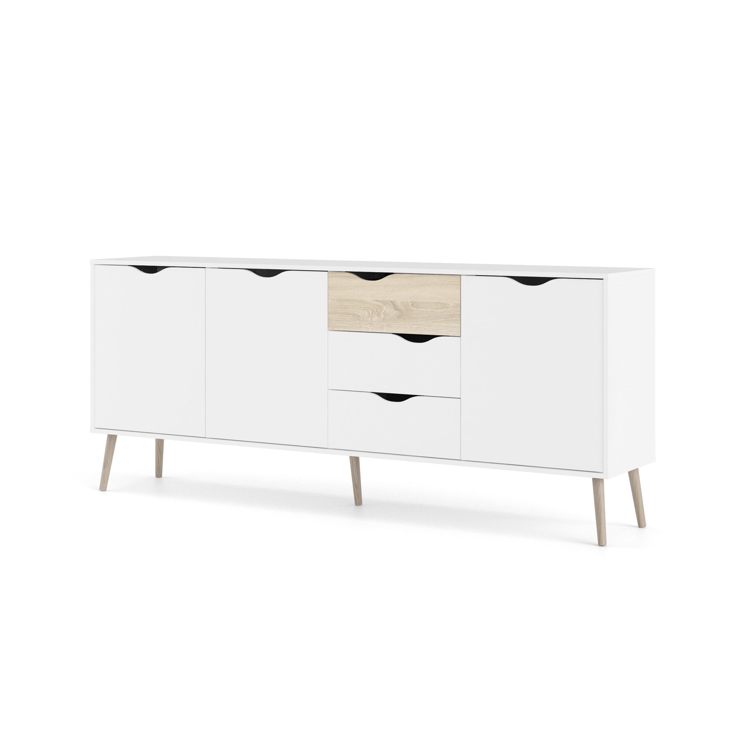 Tvilum Diana 6 Shelf Sideboard with 3 Doors and 3 Drawers, White and Oak Structure