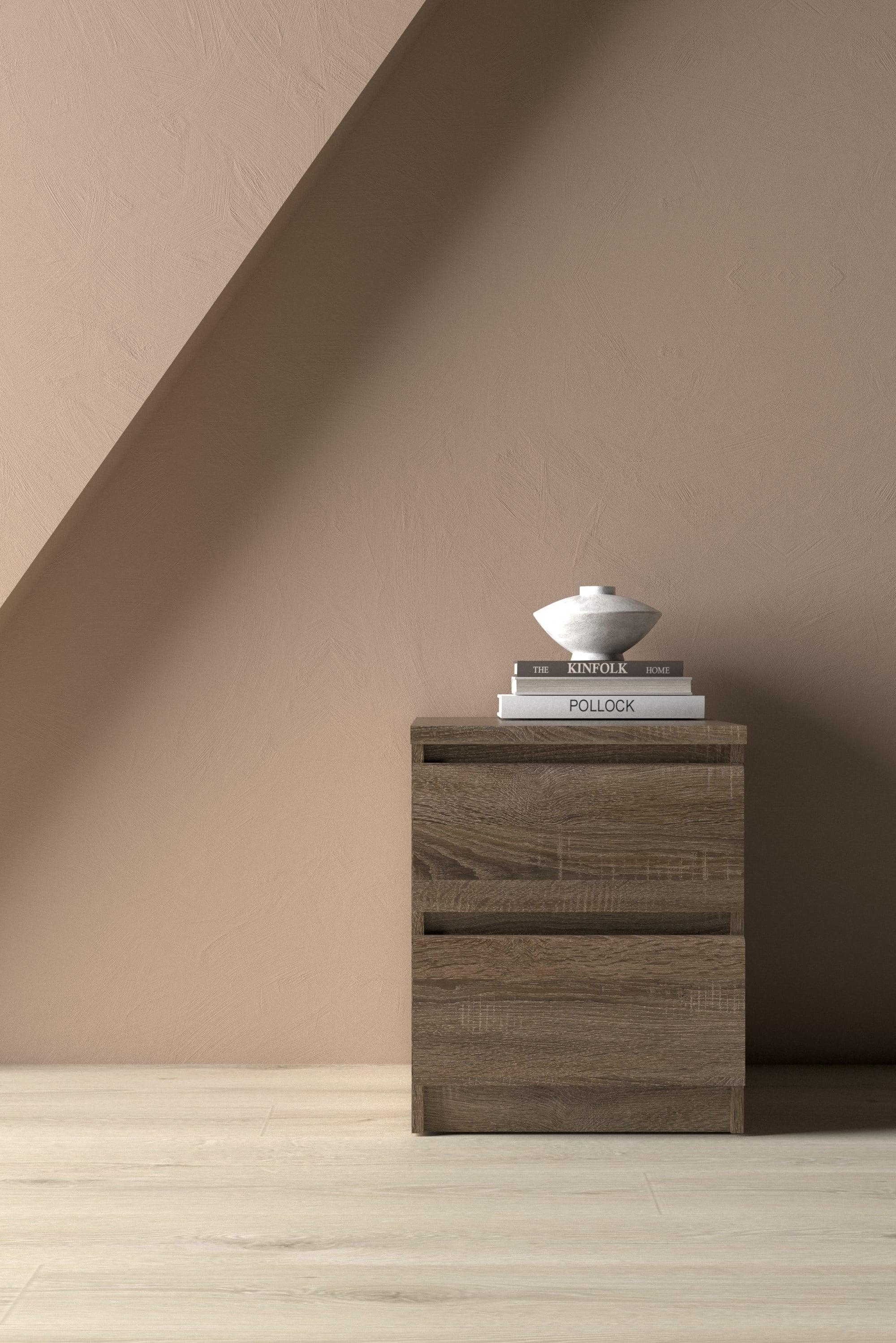 Tvilum Scottsdale 2 Drawer Bedroom Nightstand for Adults, Truffle Oak