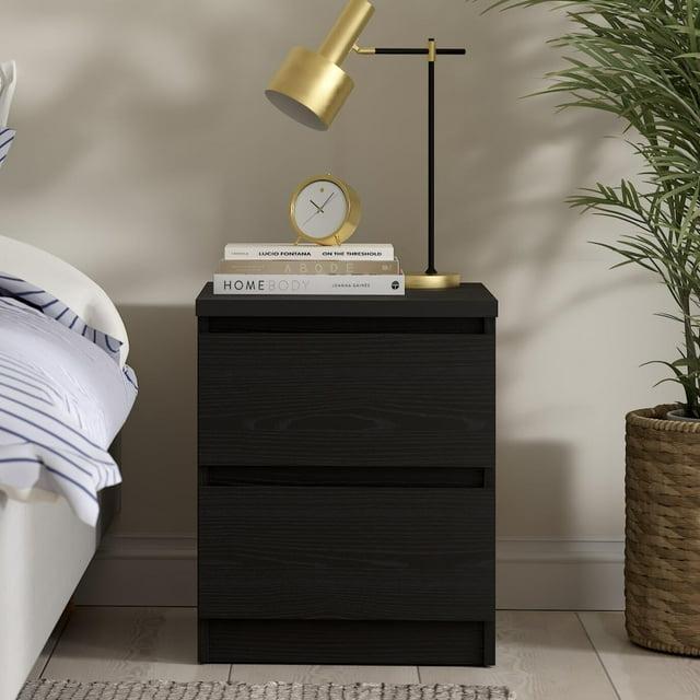 Scottsdale Black Woodgrain 2-Drawer Nightstand
