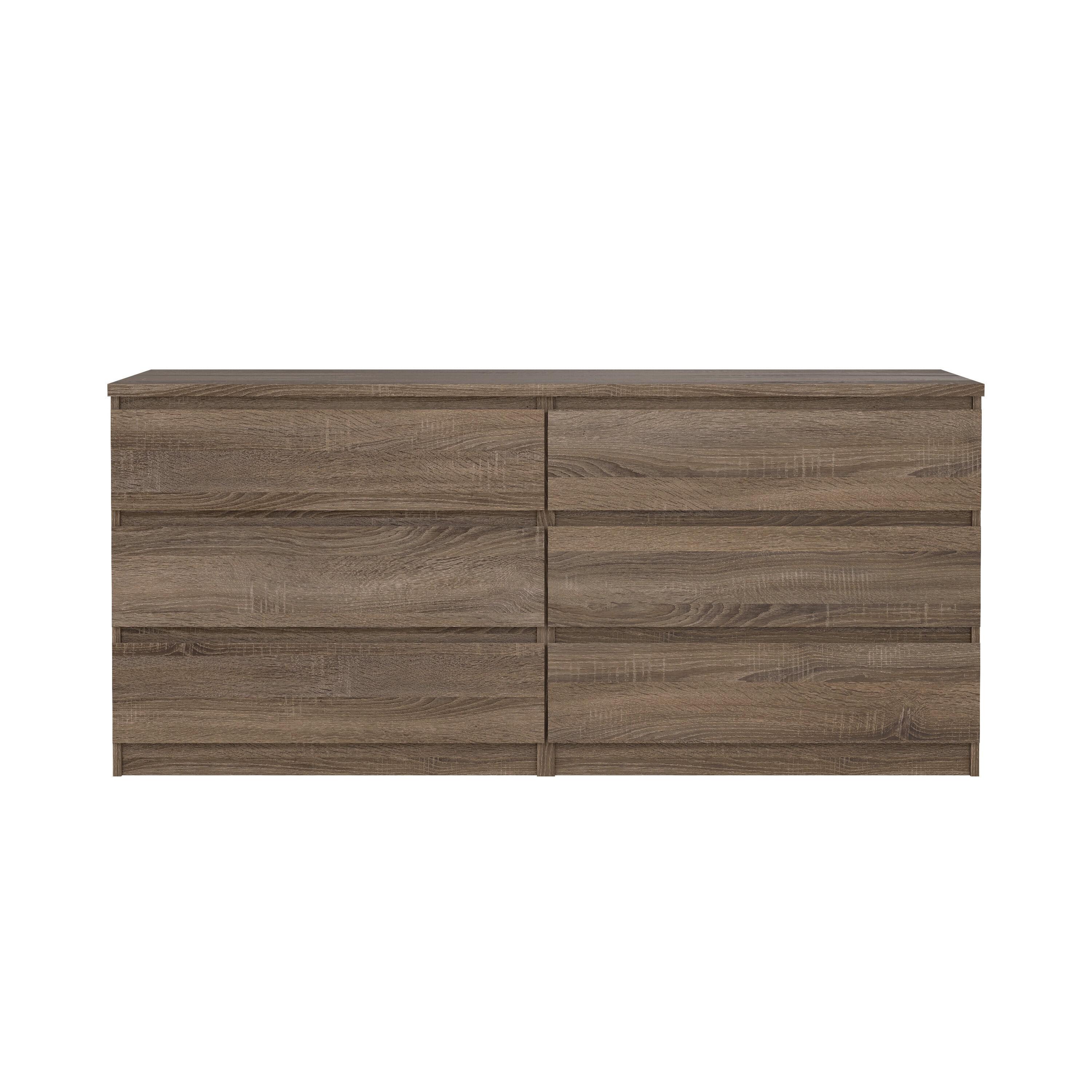 Wood Scottsdale 6 Drawer Double Dresser in Truffle Brown-Tvilum