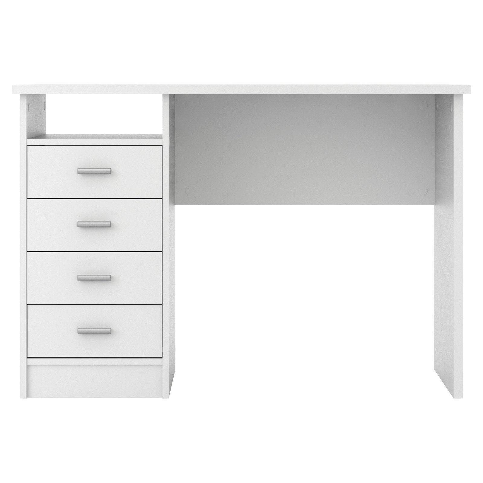 Tvilum Warner 4 Drawer Office Desk with 1 Shelf for Adults, White Finish