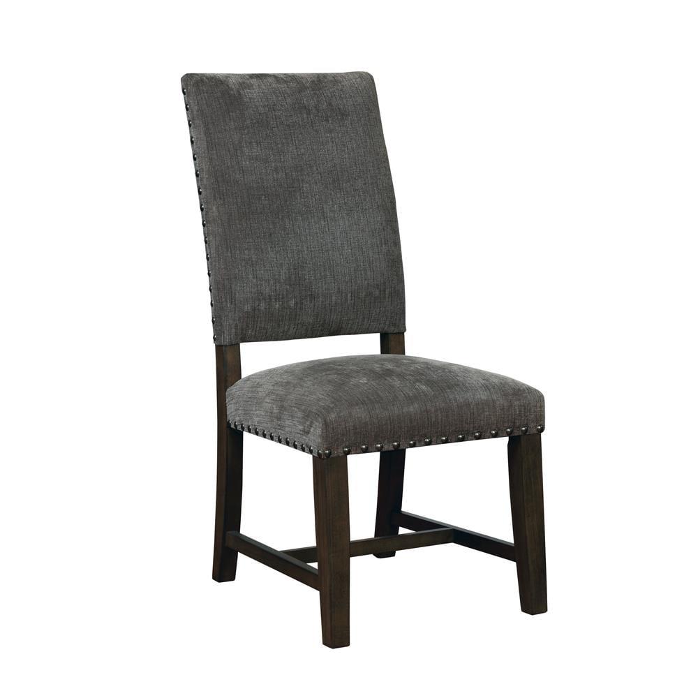 Transitional Gray Faux Leather Upholstered Parsons Side Chair