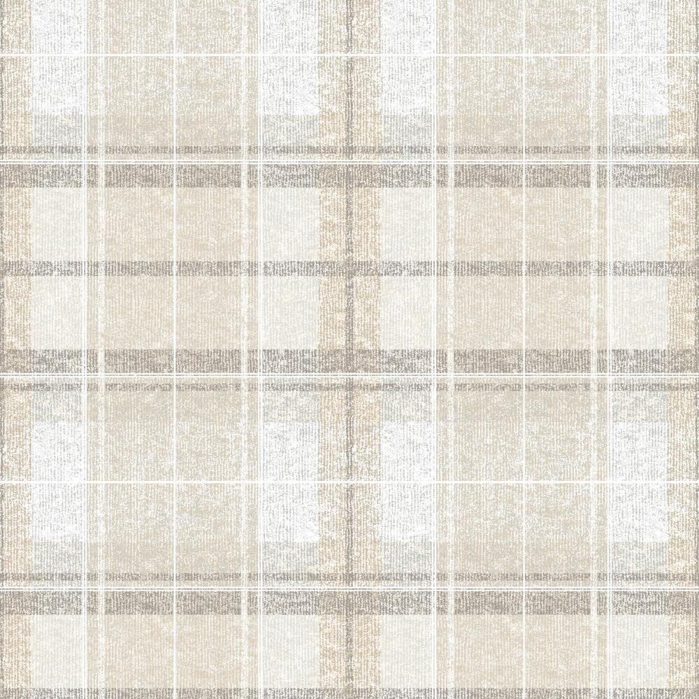 Beige Tweed Plaid Peel and Stick Wallpaper Roll