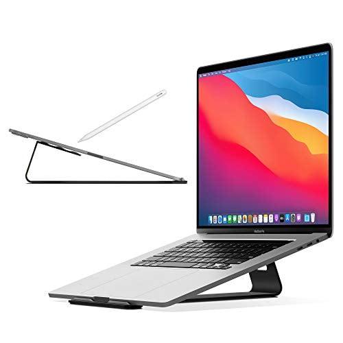 ErgoEnhance Matte Black Metal Notebook Stand with Cable Management