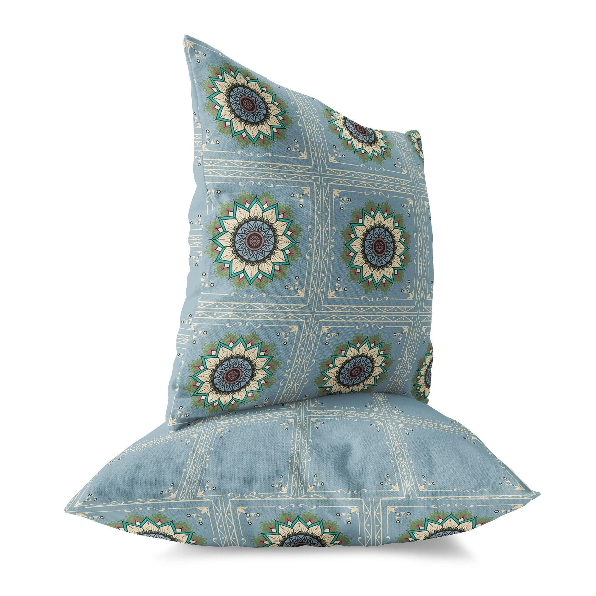 Twilight Blossom Blue Faux Suede 16'' Square Throw Pillow