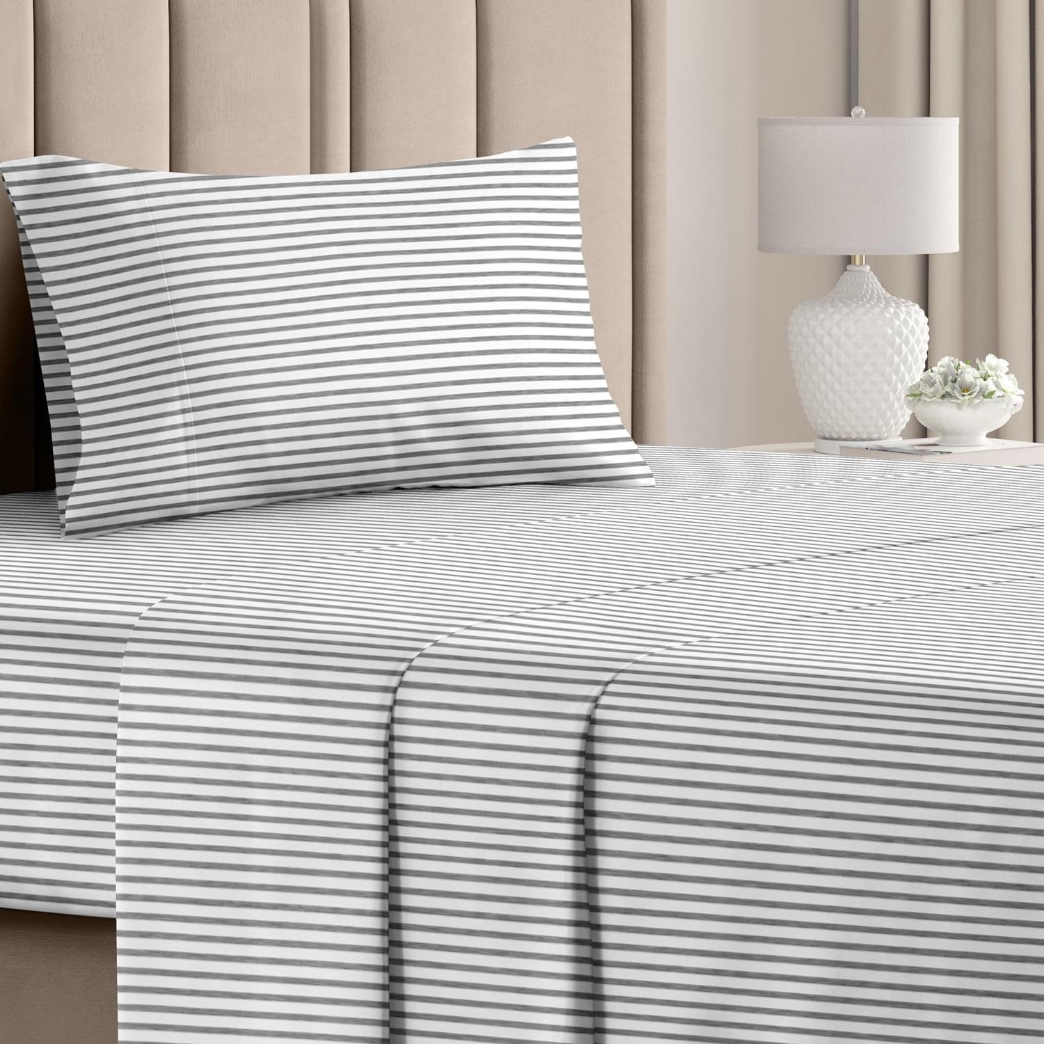 Twin Gray Striped Organic Microfiber Sheet Set