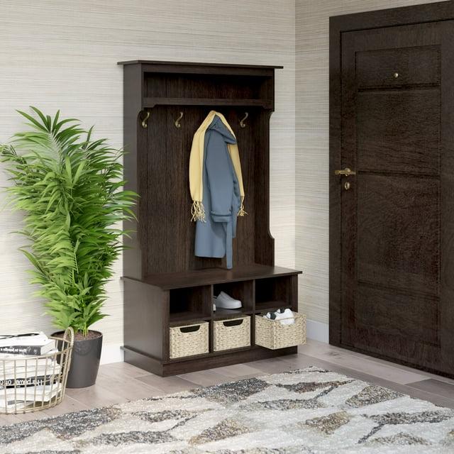 Twin Star Home 40" Hall Tree with Open Storage and Included Baskets, Midnight Cherry