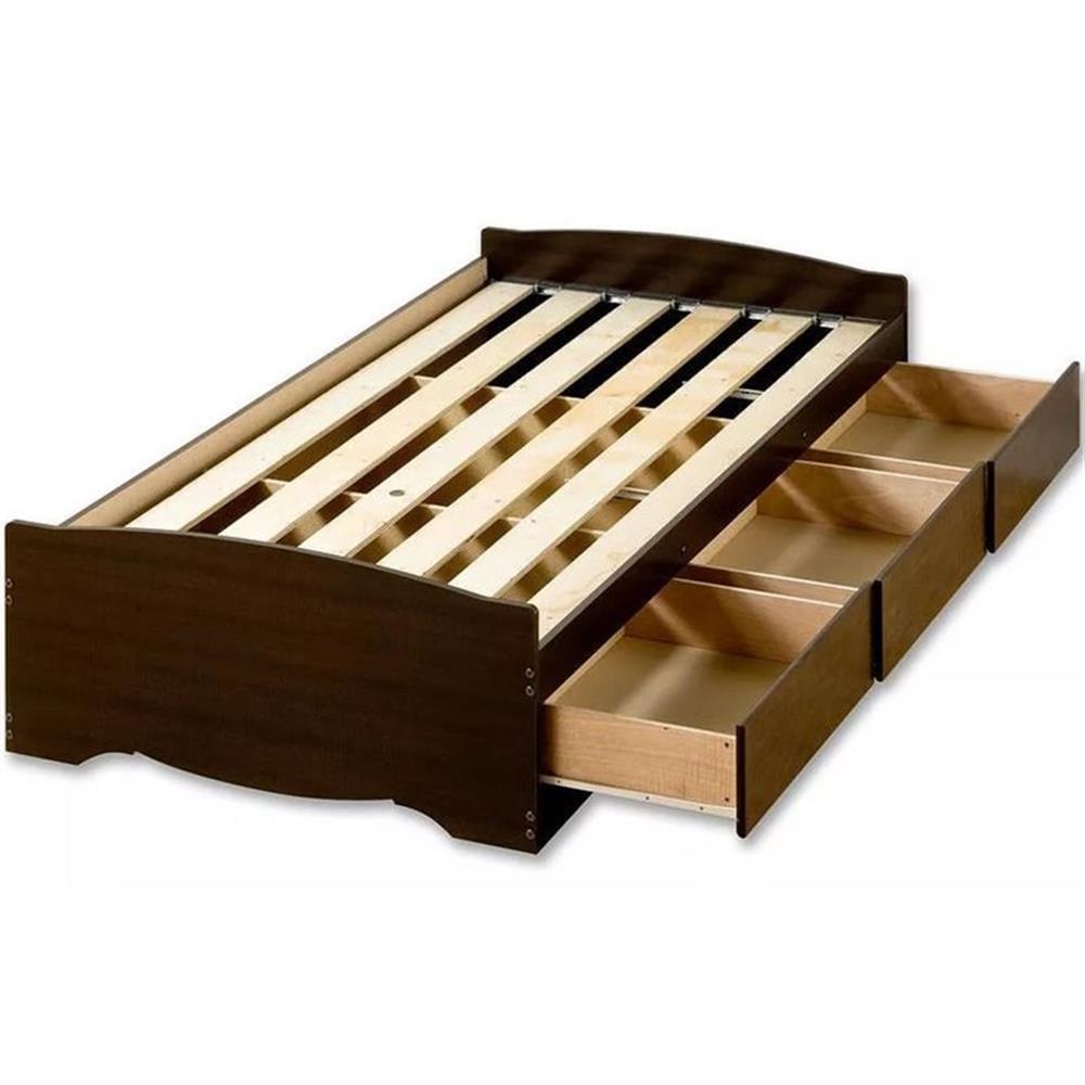 Twin XL Mate's Platform Storage Bed with 3 Drawers, Espresso