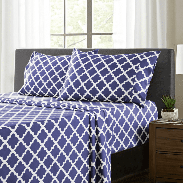 Lux Decor Collection Lux Decor Collection 4 Pc Soft Microfiber Bed Sheets Set Geometric Quatrefoil Bedding