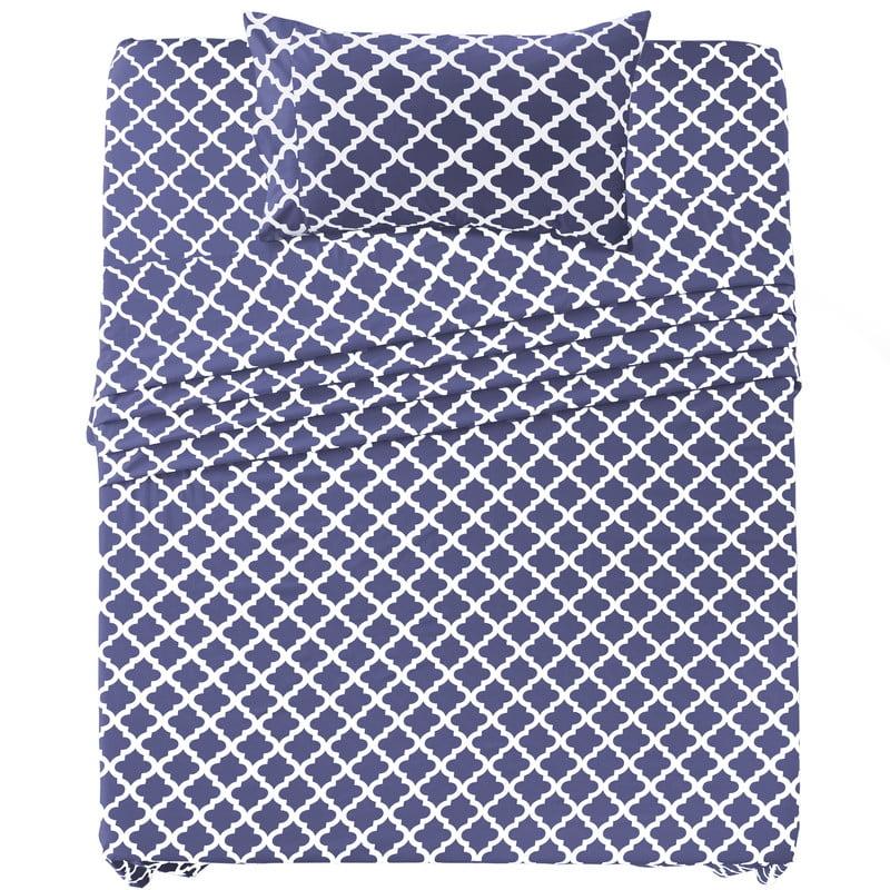 Lux Decor Collection Lux Decor Collection 4 Pc Soft Microfiber Bed Sheets Set Geometric Quatrefoil Bedding