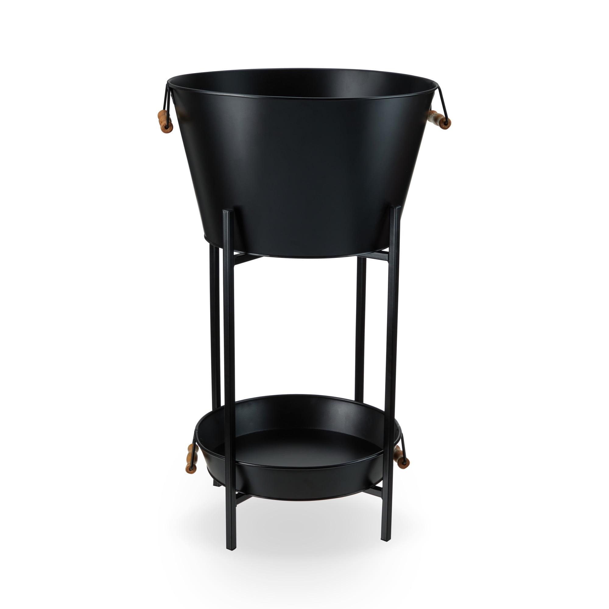 Black Beverage Tub with Stand & Tray