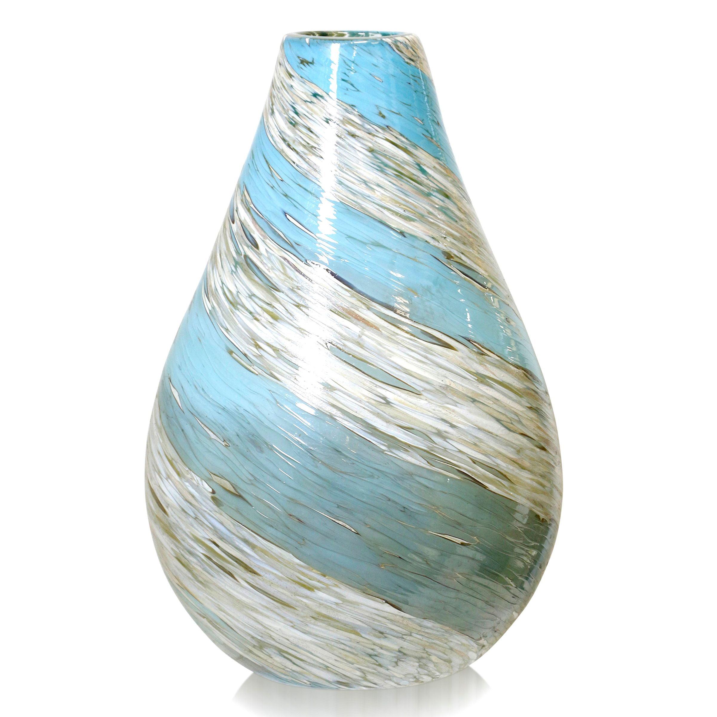 Twisted Water and Ice 17'' Hand Blown Glass Decorative Vase