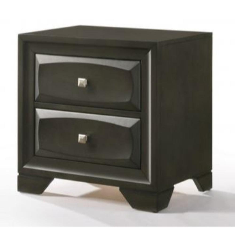 Soteris Antique Gray 2-Drawer Nightstand with Brushed Nickel Accents