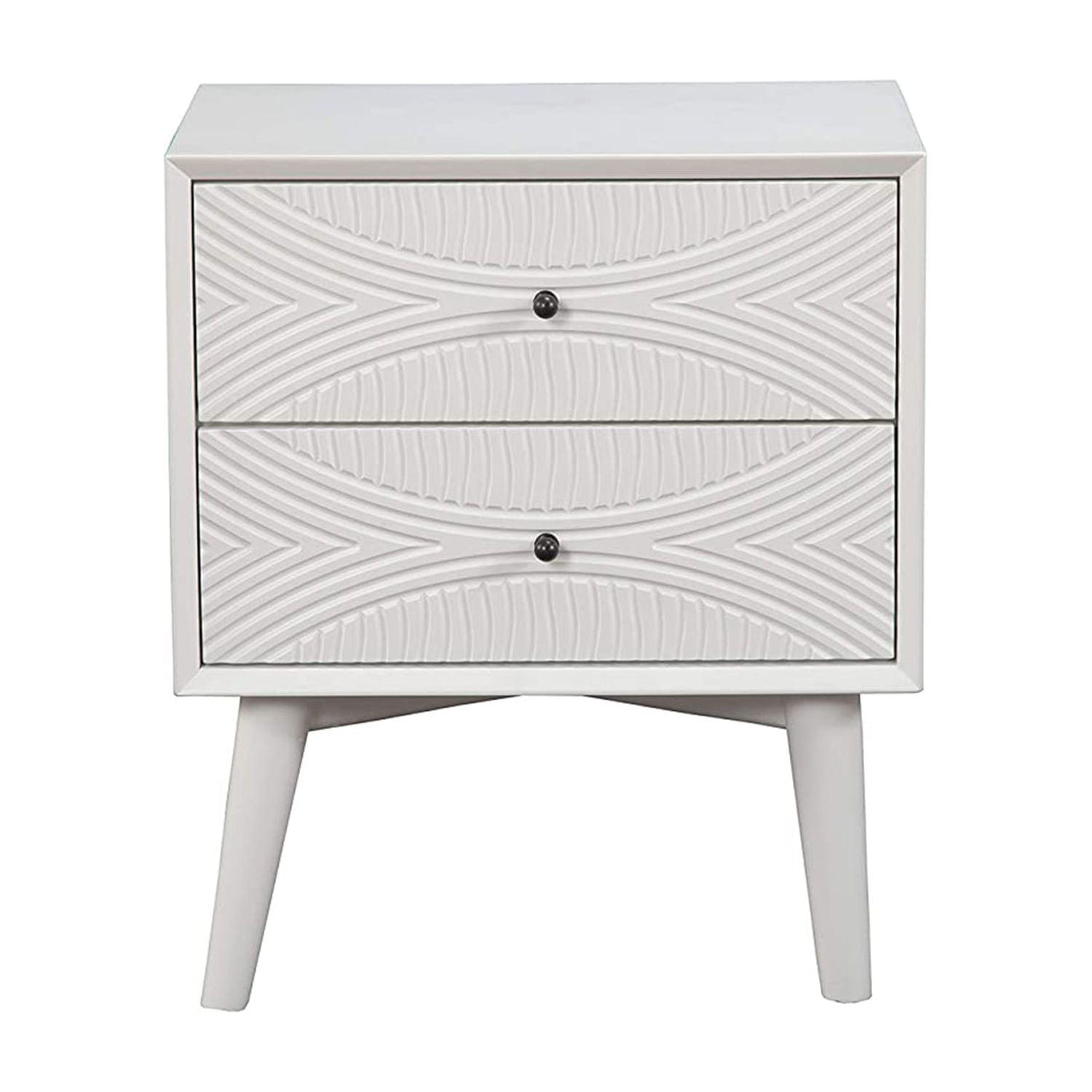 Alpine Furniture Tranquility 2 Drawer Nightstand, 22" W X 16" D X 26" H, white