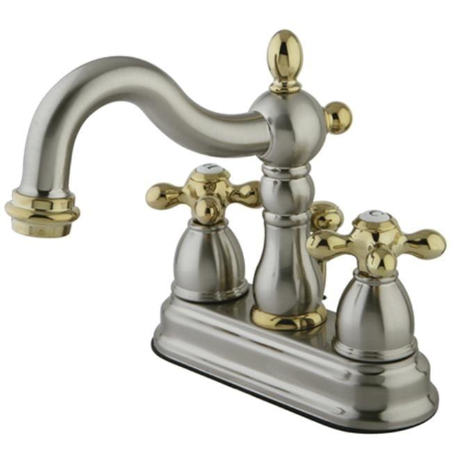 Kingston Brass Heritage Two-Handle 3-Hole Deck Mount 4" Centerset Bathroom Faucet with Plastic Pop-Up