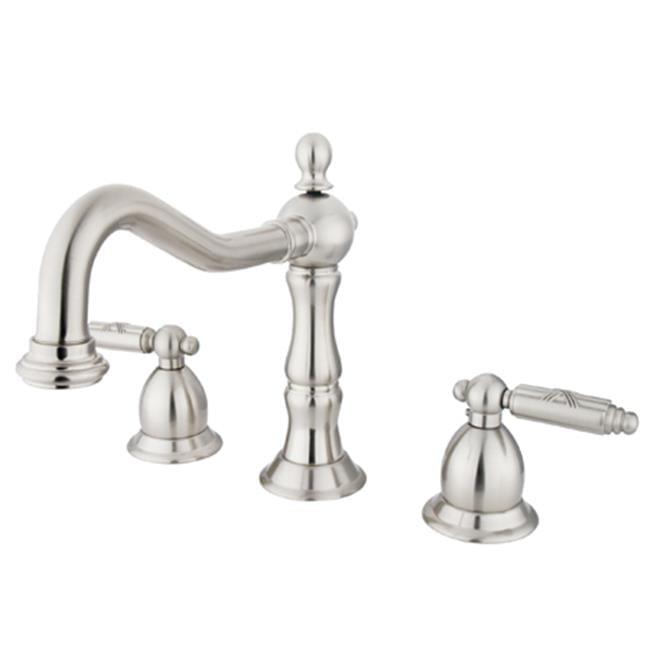 Kingston Brass Heritage Two-Handle 3-Hole Deck Mount Widespread Bathroom Faucet with Brass Pop-Up Drain