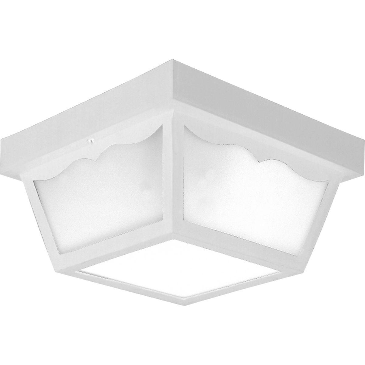 White Glass Indoor/Outdoor Ceiling Mount Light Fixture