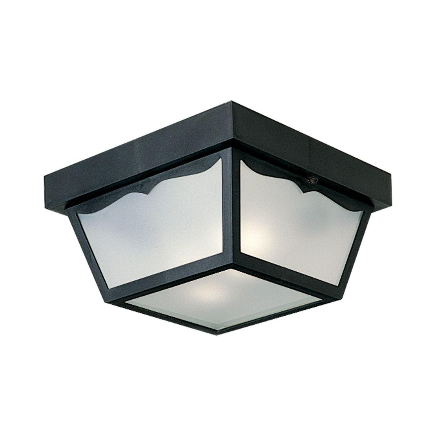 Progress Lighting, Chadford Collection, 2-Light Ceiling Light, Black Porcelain, White Acrylic Shade