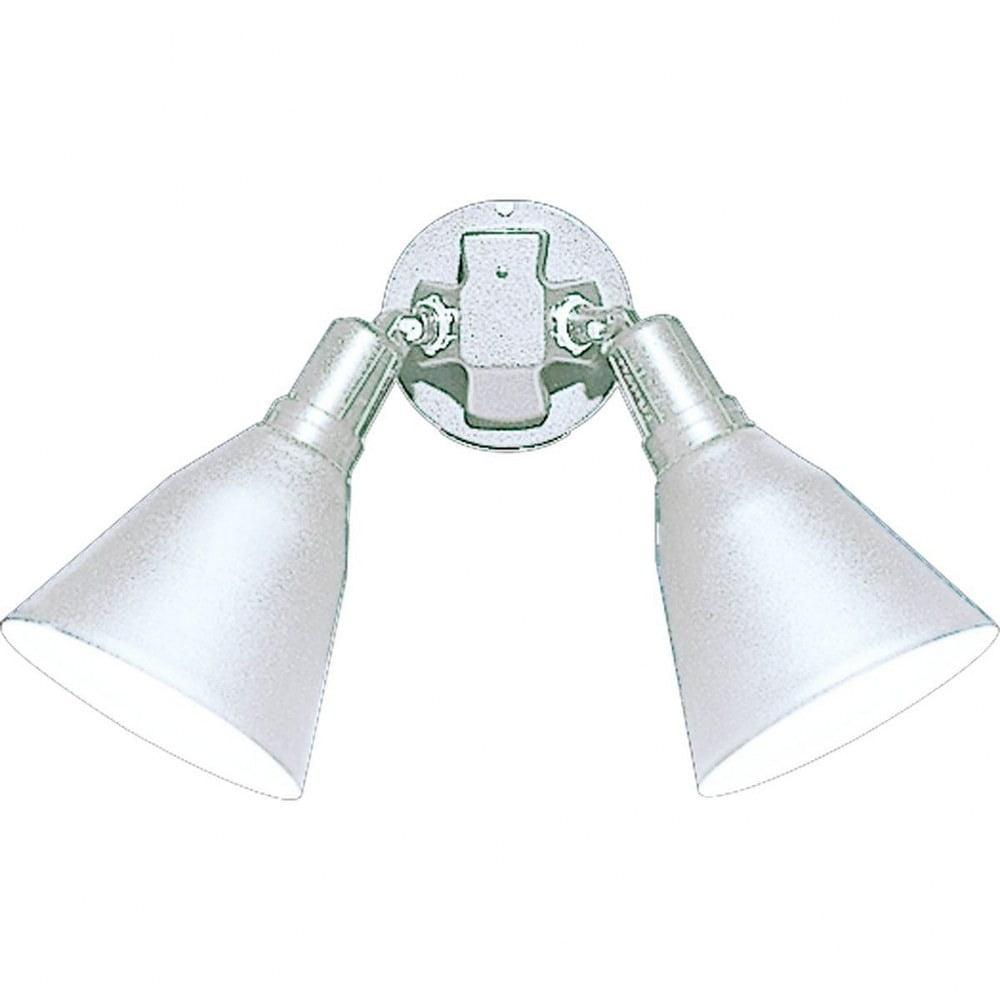 Progress Lighting Par 2-Light Outdoor Wall Light, White, Aluminum, Antique Bronze, Adjustable Swivel Heads, Shade Included