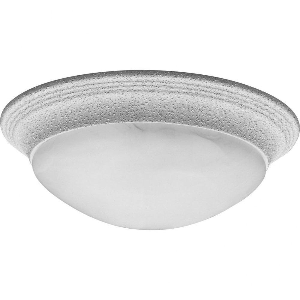 Progress Lighting Messina Collection, 2-Light Flush Mount, White Finish, Etched Alabaster Glass